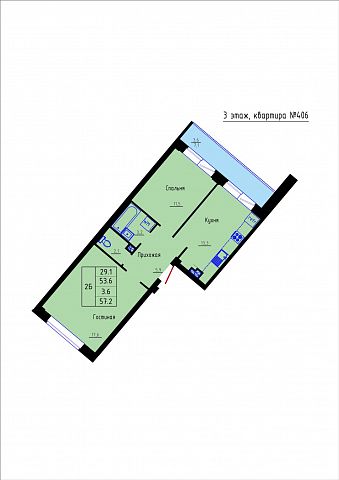 Планировка Квартира № 406