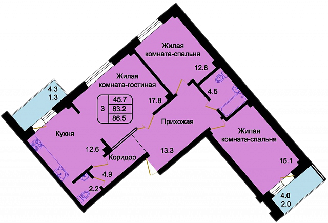Планировка Квартира № 41