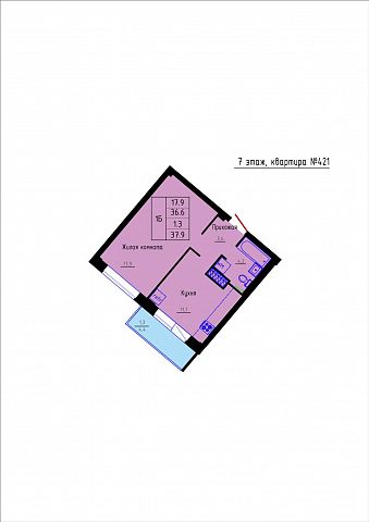 Планировка Квартира № 421