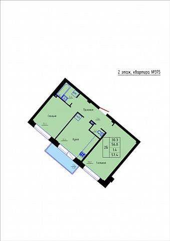 Планировка Квартира № 375