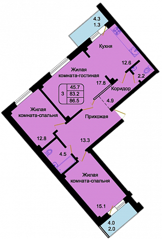Планировка Квартира № 44